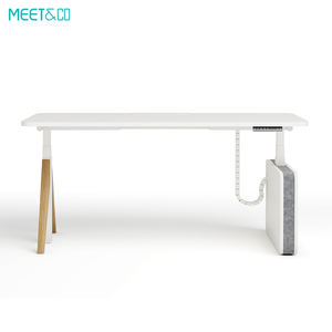 Escritorio de oficina eléctrico ajustable en altura con soporte doble moderno para entornos de trabajo colaborativo compartido con otros - Product Image 1