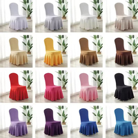 Housses de chaise en polyester avec ajustement élastique pour réceptions de mariage et tables de banquet d'hôtel, bleu, commande en gros