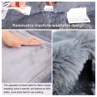 Nouvelle couverture électrique de luxe en fourrure de lapin rayée - Couverture chauffante à infrarouge lointain en fibre de carbone sans champ magnétique pour la chaleur hivernale