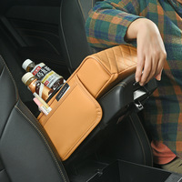 Boîte de rangement pour accoudoir de console centrale de voiture en cuir PU imperméable avec support pour téléphone et gobelet, coussin en mousse à mémoire de forme, housse pour toutes les saisons