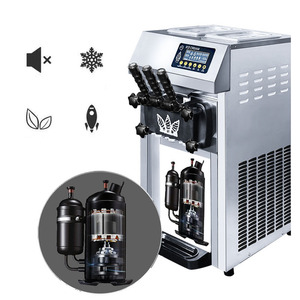 HN-A126 <strong>Sundae</strong> <strong>Ice</strong> <strong>Cream</strong> Maker 3 Flavors Fresh Keeping <strong>Ice</strong> <strong>Cream</strong> Machine for Business Food Trolley
