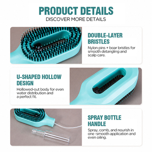<span class=keywords><strong>Brosse</strong></span> à <span class=keywords><strong>cheveux</strong></span> 2-en-1 avec pulvérisateur d'eau, <span class=keywords><strong>brosse</strong></span> à poils de sanglier et nylon <span class=keywords><strong>pour</strong></span> une hydratation fine et une chevelure lisse sans frisottis - Product Image 3