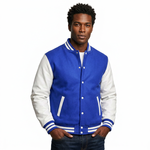 Custom Eco-friendly Winter Varsity Jacket <b>Wool</b> Body Leather Sleeves Embroidered Unisex Baseball College Jacket OEM - Product Image 1