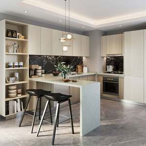 Armoires de cuisine modulaires de luxe avec évier, robinet, plan de travail en marbre/laquage, construction en MDF, design moderne - Product Image 1