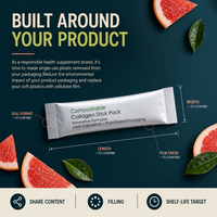 Sachet souple compostable en cellulose personnalisé pour poudre protéinée – Emballage flexible – Fabrication OEM en gros