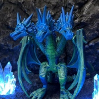FUSEJOY 3D-Gedrucktes PLA Dreiköpfiges Ghidorah-Spielzeug mit Beweglichen Gelenken & Beweglichen Flügeln - Kleine Größe