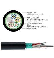 Cable de Fibra Óptica Blindado para Exteriores GYTS GYTA, 12, 24, 36, 48, 72, 96, 144, 288 Hilos, G652D, Acero Corrugado, Monomodo, para Entierro Directo en Ductos