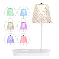 Lampe de bureau LED avec chargeur sans fil Moderne lumière chaude étape luminosité acrylique abat-jour transparent RVB couleur changement décor