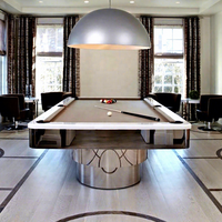 Nouvelles conceptions de table de billard de luxe moderne haut de gamme avec plateau en ardoise américain en acier inoxydable 304, couleurs personnalisables