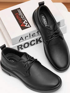 Chaussures Oxford en cuir véritable pour hommes, style coréen, à lacets, pour affaires, semelle intermédiaire EVA, bout en caoutchouc, pour le bureau et la carrière, couleurs mélangées, collection automne - Product Image 3