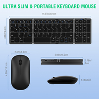 Ensemble clavier et souris ultra-plat 81 touches, pliable en 3 parties, rechargeable, sans fil 2.4G+BT, portable, pour ordinateur, en stock