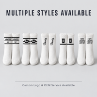 Chaussettes pour enfants en coton peigné, à rayures et imprimé lettres, chaussettes souples et respirantes pour tout-petits, chaussettes pour enfants, logo personnalisé OEM