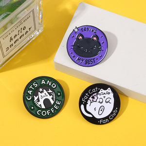 Vente directe usine RTS, faible MOQ, épingles en émail en alliage métallique, motifs animaux mignons (Chat noir, Panda, Ange, Croix), pour vêtements, vente en gros - Product Image 5