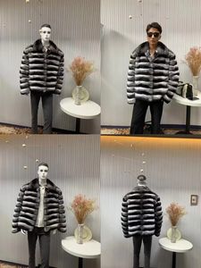 2024 роскошная мужская куртка из меха шиншиллы, шуба из натурального шиншиллы, 100% Шуба из натурального меха шиншиллы для мужчин - Product Image 3