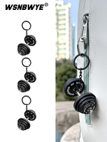 Accessoire de gym durable et coloré, cadeau en gros, porte-clés personnalisé en forme de barre de musculation, porte-clés personnalisé en forme de barre de musculation noire
