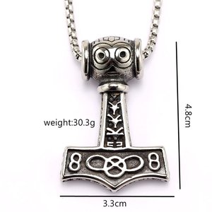 yunnique Vintage Stainless Steel Unisex Viking Thor's Hammer Pendant Necklace Charm <b>Cross</b> Shape Geometric Design Gift Jewelry - Product Image 5