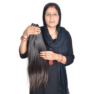 100% Best Quality <b>Cheap</b> Virgin Temple Human Indian Hair Black Color Long Straight Double Machine Weft Vendor Human Hair - Product Image 1
