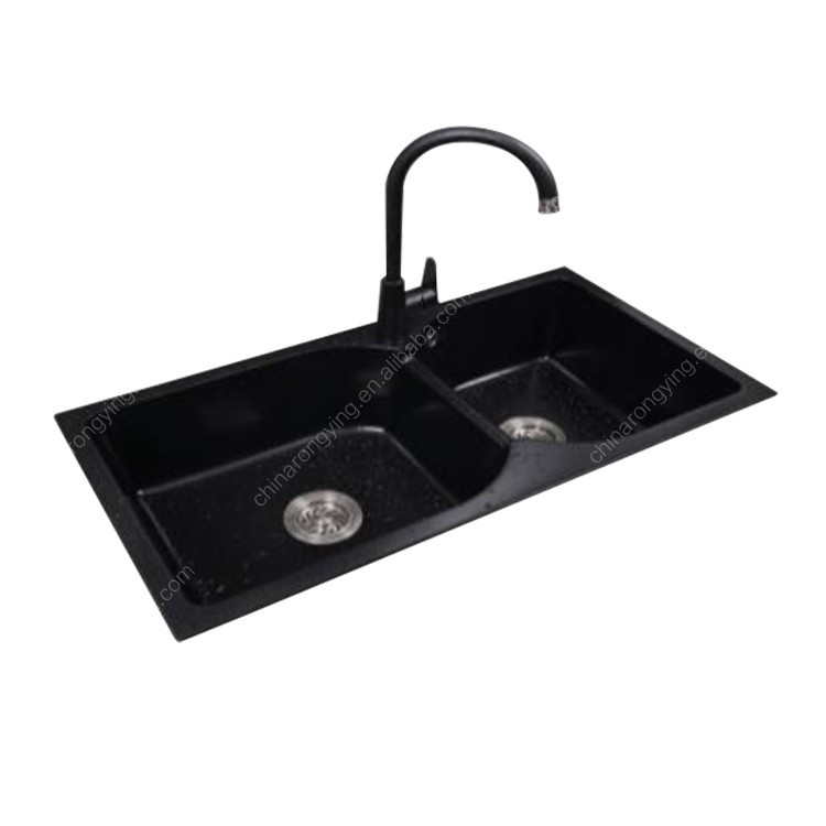 Évier de quartz noir, quartz simple d&amp;amp;amp;#39;évier de cuisine, évier de cuisine en pierre de quartz