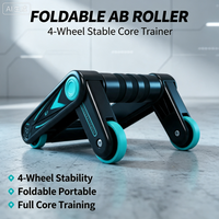 Rouleau d'entraînement abdominal pliable à 4 roues, équipement multifonctionnel de renforcement du tronc, roue abdominale pour la maison et la salle de sport