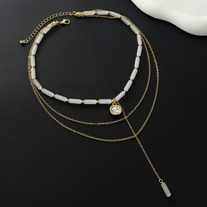 Collar <span class=keywords><strong>de</strong></span> Moda para Mujer con Colgante <span class=keywords><strong>de</strong></span> Cuentas en Forma <span class=keywords><strong>de</strong></span> Corazón, Cadena Delgada para Clavícula - Product Image 4