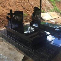 Stèles funéraires en granit noir du Zimbabwe, design croix, pierre tombale