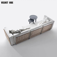 Ensemble de canapés Flexform en tissu de designer italien, quatre places, rangée droite, pour salon, hall d'hôtel, modulaire