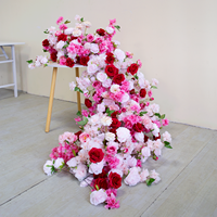 Composition florale artificielle pour centre de table de mariage, chemin de table floral en roses pour la réception, la cérémonie, la fête, la décoration