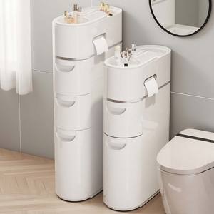 3 שכבה דקה שטח ארון רחצה חוסך עיצוב נייד וללא התקנה נדרש עבור אזורי שירותים קטנים - Product Image 5