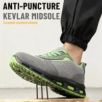 Chaussures de sécurité OEM en daim respirant tricotées avec coussin d'air, amortissantes, à embout d'acier anti-choc pour la course, le travail en usine et la construction