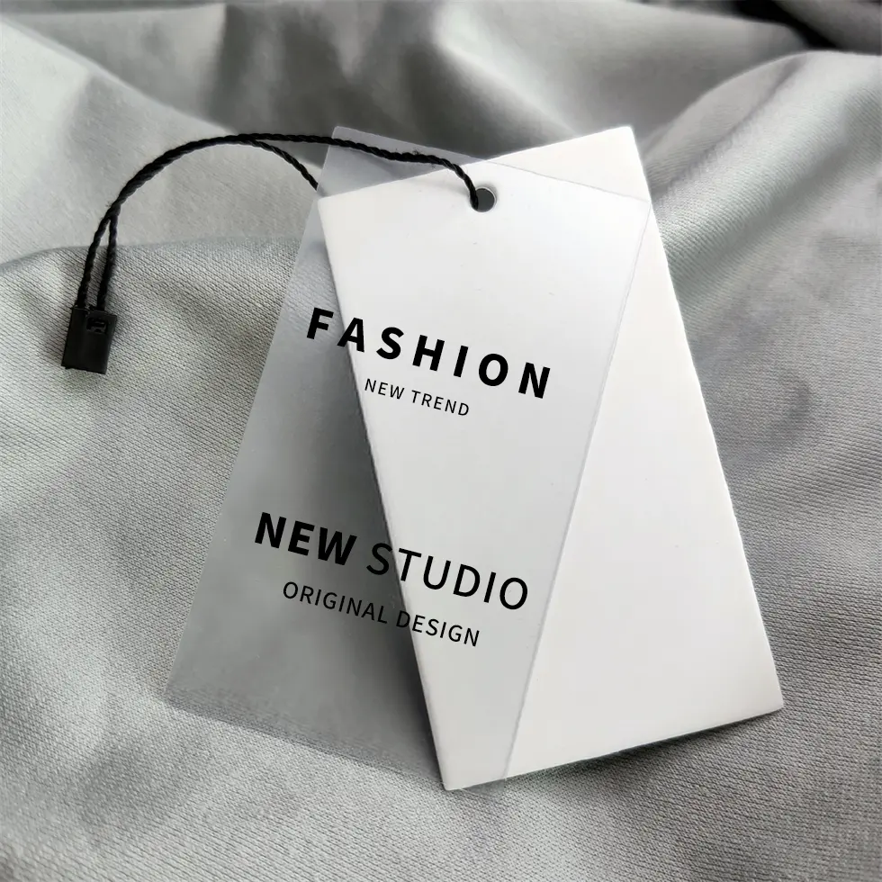 Luxury White Matte Cotton Swing Tags For Clothing Custom Brand Logo Hang Tag Debossed Jeans Size Hangtags With String
