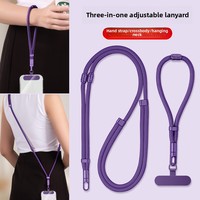 Lanière de téléphone 3-en-1 réglable anti-perte avec conception de dessin animé mignon Courroie de poignet durable pour le cou Accessoire de bandoulière portable