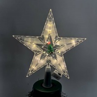 LED Weihnachts baum Topper 20cm Doppels chicht Fünf-Punkt-Stern mit Glocke und Schneemann Design PVC Weihnachts dekoration