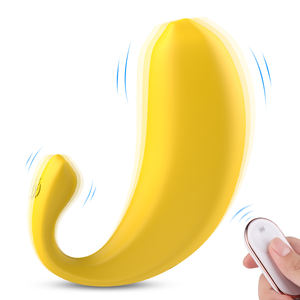 Silikon Medical Water proof <span class=keywords><strong>Sex</strong></span> Vibrator Fernbedienung <span class=keywords><strong>Yellow</strong></span> Banana Love Egg Wearable Vibrator Frauen Sexspielzeug - Product Image 1
