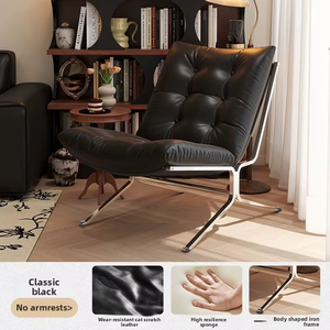 Nouvelle Arrivée - <span class=keywords><strong>Canapé</strong></span> Simple <span class=keywords><strong>en</strong></span> <span class=keywords><strong>Cuir</strong></span> Facile à <span class=keywords><strong>Nettoyer</strong></span>, Design avec Piétement Métallique, Fauteuil d'Appoint pour Appartement Studio - Product Image 6