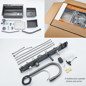 Évier de cuisine <span class=keywords><strong>Aida</strong></span> moderne anti-rayures en acier inoxydable 304, multifonction, avec affichage numérique LED et cascade, lave-tasses, pour hôpital - Product Image 6