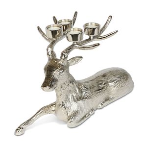 Silver Deer Candle Stand with Four <b>Tealight</b> Holders for Christmas Home Decoration - Product Image 2