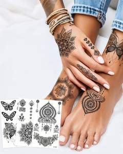 Tatouage temporaire au henné noir, motif <span class=keywords><strong>mandala</strong></span> floral, tatouage en <span class=keywords><strong>dentelle</strong></span>, mehndi, motif floral <span class=keywords><strong>mandala</strong></span>, tatouage imperméable, faux bijoux, tatouage de lotus - Product Image 5
