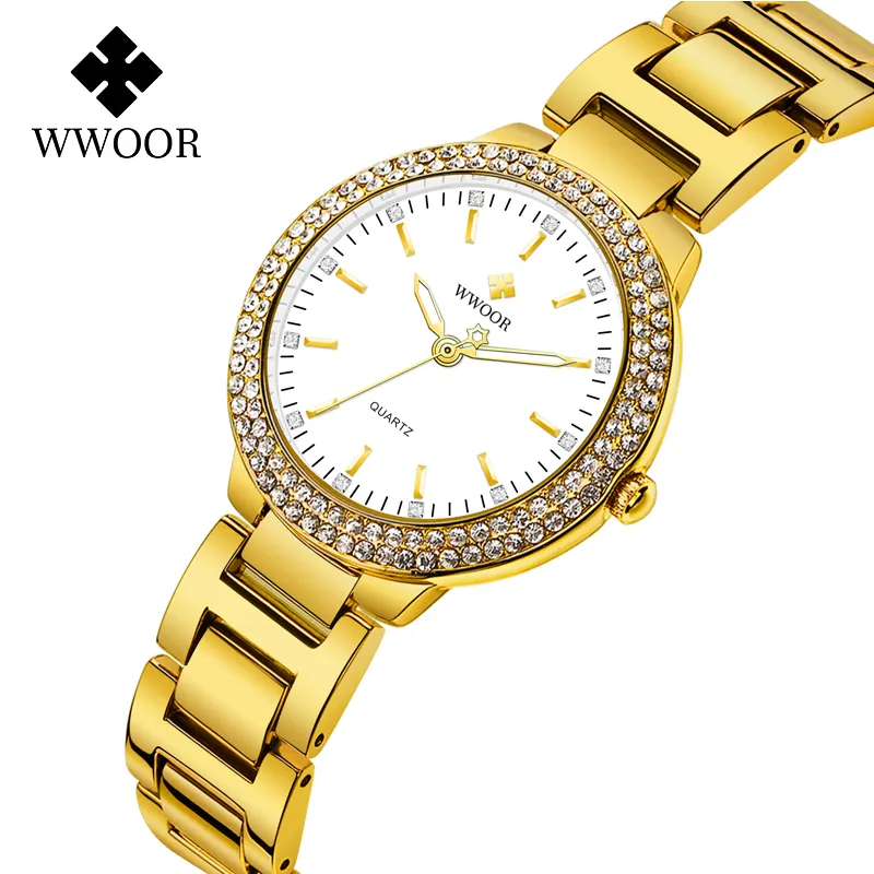 Ladies Wrist Watches Dress Gold Watch Women Crystal Diamond Watches Stainless Steel Silver Clock Women Montre Femme 2022