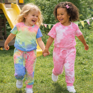 キッズテイルズ タイダイ柄 ツーピース ショートセット 幼児 女の子 カジュアルウェア 1-8歳 女の子服セット - Product Image 1