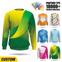 Sweat-shirt à col rond pour homme en polyester avec sublimation personnalisée, vert avec swoosh, impression intégrale pour vêtements de sport
