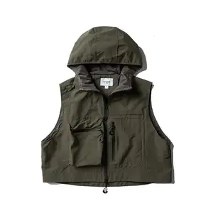 Multi Pockets Cargoes Fisherman Vest Solid Color Waistcoat for Fishing Hiking Journalist Photography Camping Safari Vest Men