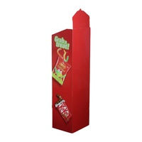 Support de présentation au sol en carton personnalisé à 5 niveaux avec en-tête découpée pour la promotion de snacks, bonbons et chocolats en magasin