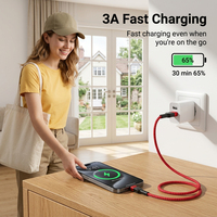 Câble de données USB 3A vers USB-C, cordon de charge rapide tressé en nylon pour iPhone 17, 16, 15 et smartphones/tablettes Android