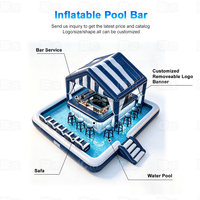 Bar gonflable personnalisé pour piscine, tente de bar gonflable, grande tente de bar aquatique gonflable avec toit pour divertissements en extérieur