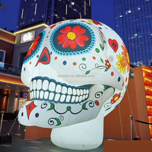 Crâne de Squelette Géant Gonflable Personnalisé Halloween, Modèle Effrayant en PVC/Tissu Oxford, Taille 1m-3m, Logo Personnalisé pour <span class=keywords><strong>Pub</strong></span> - Product Image 2