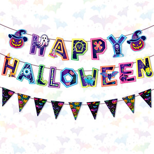 Striscione <span class=keywords><strong>di</strong></span> Carta Neon 'Happy Halloween' con <span class=keywords><strong>Palloncini</strong></span> Stampati con Ragni Neri da 12'': Facile Montaggio, Decorazioni Colorate per Feste <span class=keywords><strong>di</strong></span> Halloween - Product Image 5