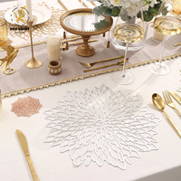 Napperons en PVC avec dentelle dorée, sets de table décoratifs pour la restauration en gros