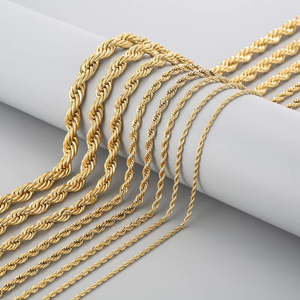 18K Gold Plated Stainless Steel <b>Rope</b> <b>Chain</b> Necklace Unisex Hip Hop Twist <b>Chain</b> For Pendant - Product Image 6