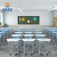 Ensemble de chaise et de bureau d'étudiant moderne avec structure en métal, mobilier scolaire pour salle de classe, table et chaise pour salle de classe
