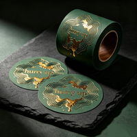 Autocollants personnalisés en feuille d'or, étiquettes adhésives imperméables avec logo imprimé pour emballages cadeaux de luxe, impression UV, autocollants en rouleau